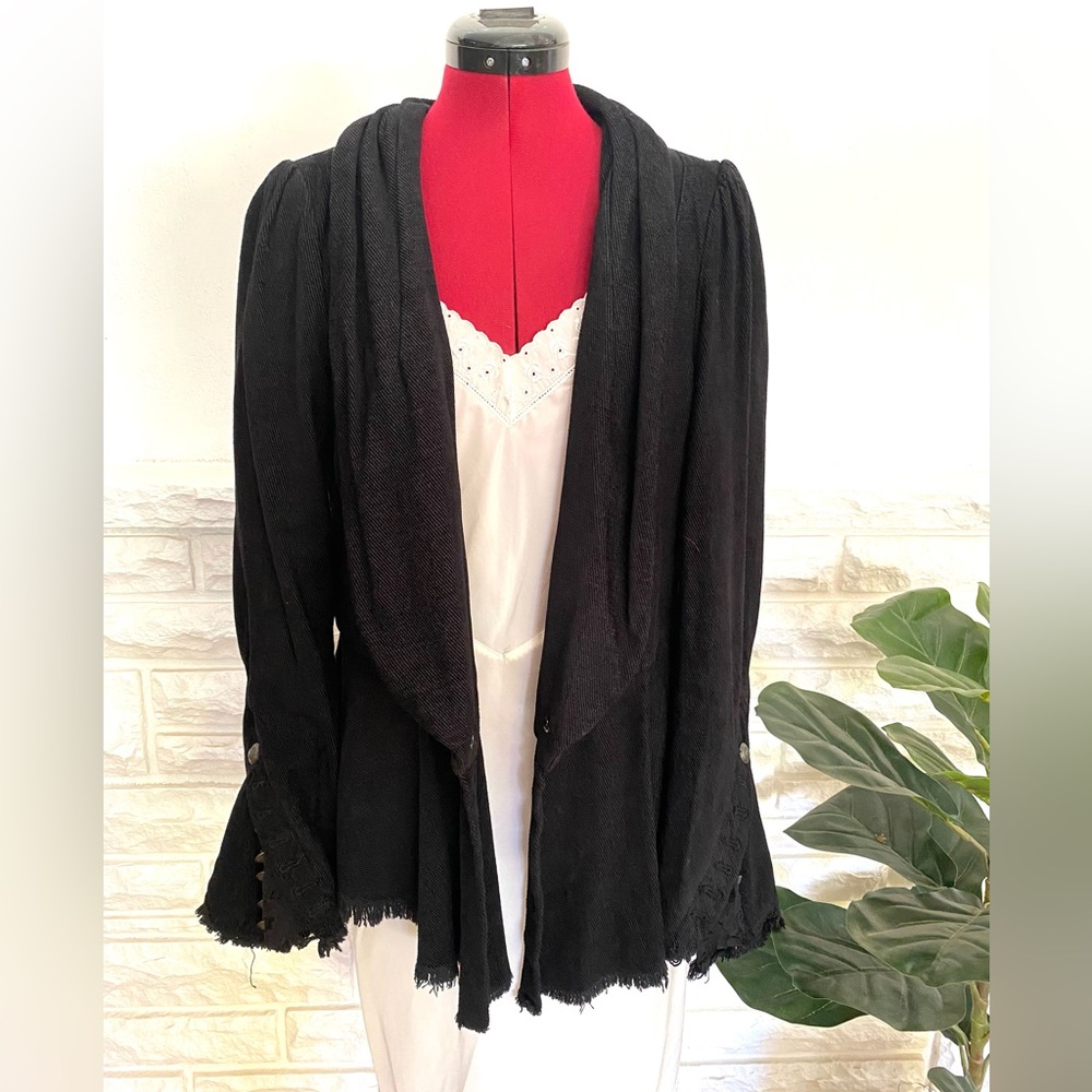 Free People Military Blazer Lace Bell Sleeve